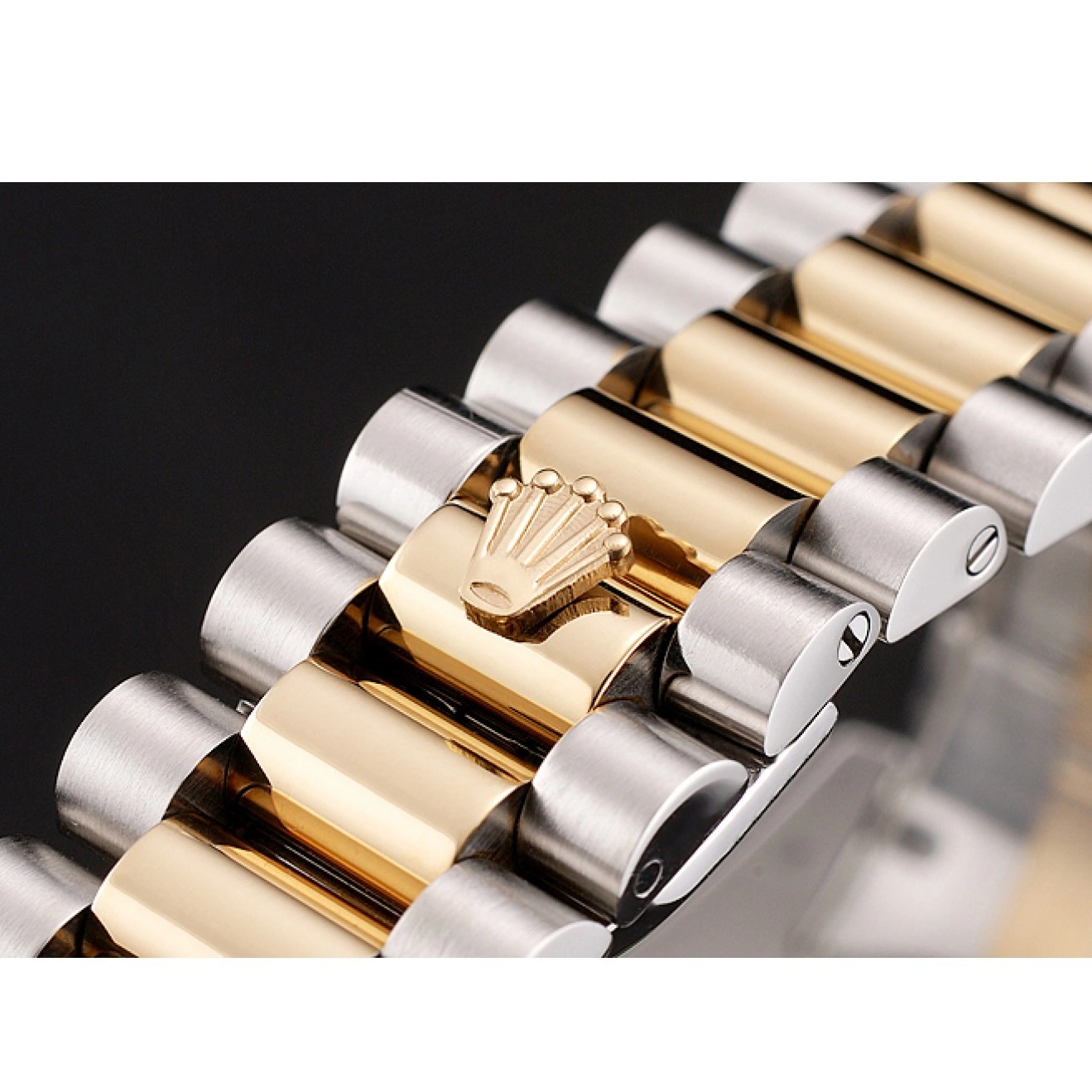 Aaa replica Dial Tone Bracelet Diamond Swiss Bezel Rolex Two Champagne 1454103 Day-Date 0802
